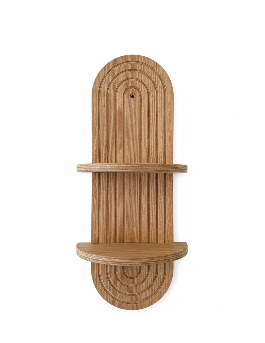 Beech Wood Wall Shelf with Mirror, Hanging Wooden Shelf for Nursery, Kids Room Decor, Small Wall Organizer - additional product photo