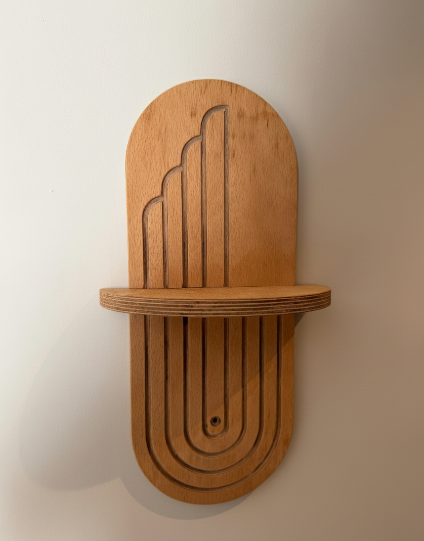 Beech Wood Decorative Wall Mirror, Round Wooden Mirror for Nursery, Kids Room or Entryway, Handmade Wall Decor - front view of the product