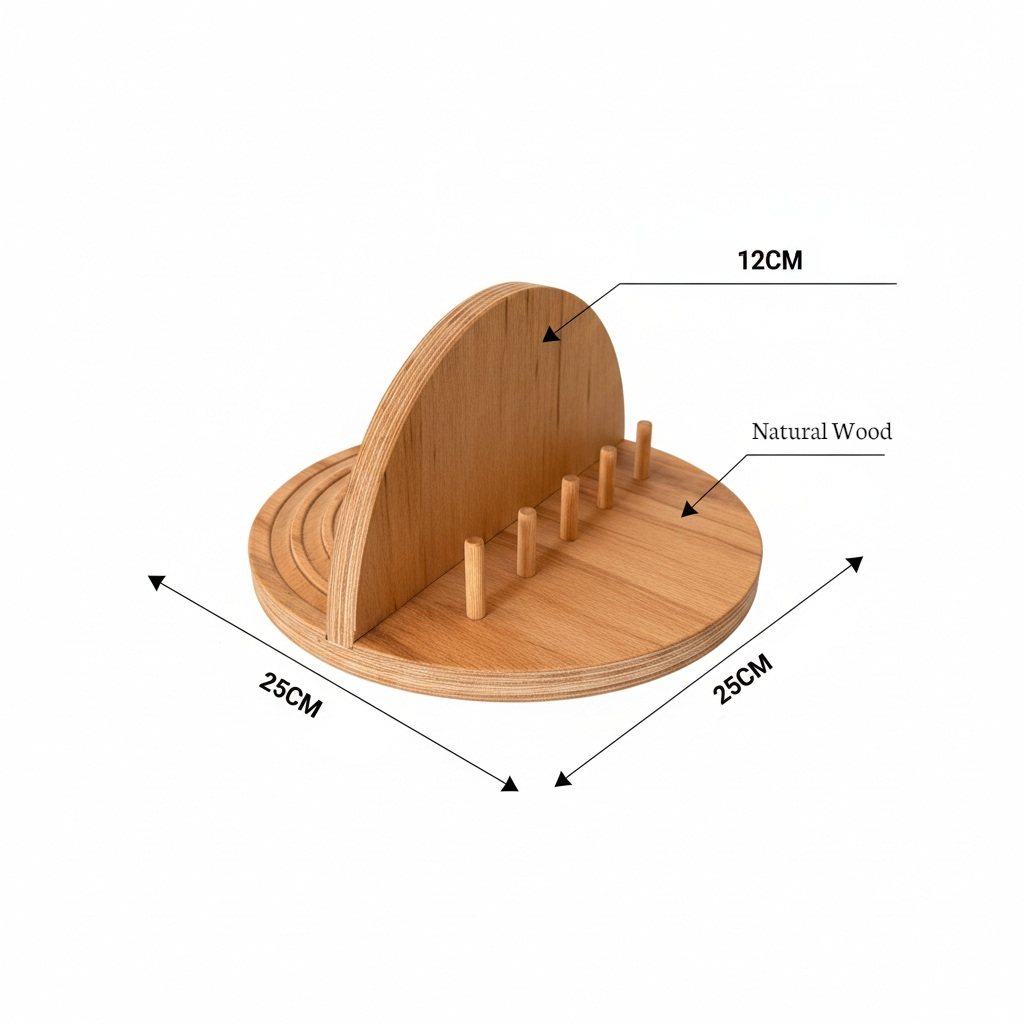 Natural Wooden Slide Activity Toy for Kids | Large Wooden Play Piece | Handcrafted Home Playroom Toy - side view showing the slim profile