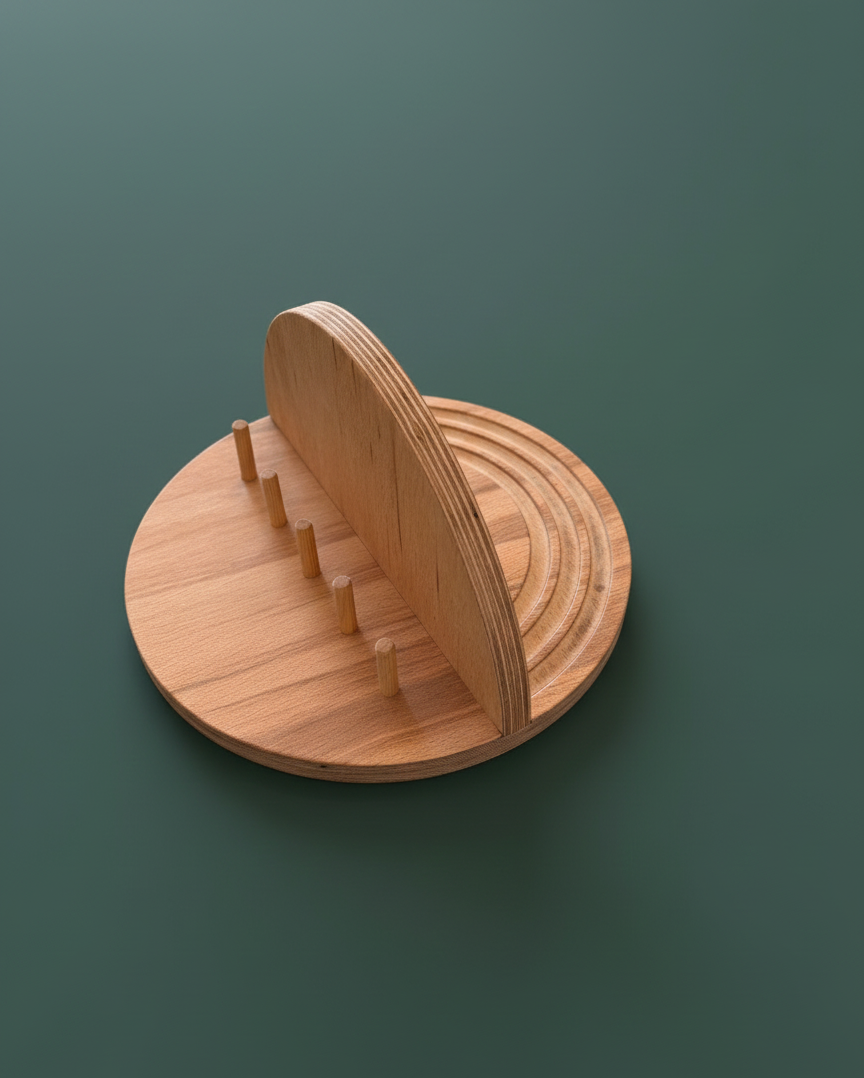 Natural Wooden Slide Activity Toy for Kids | Large Wooden Play Piece | Handcrafted Home Playroom Toy - front view of the wooden activity toy