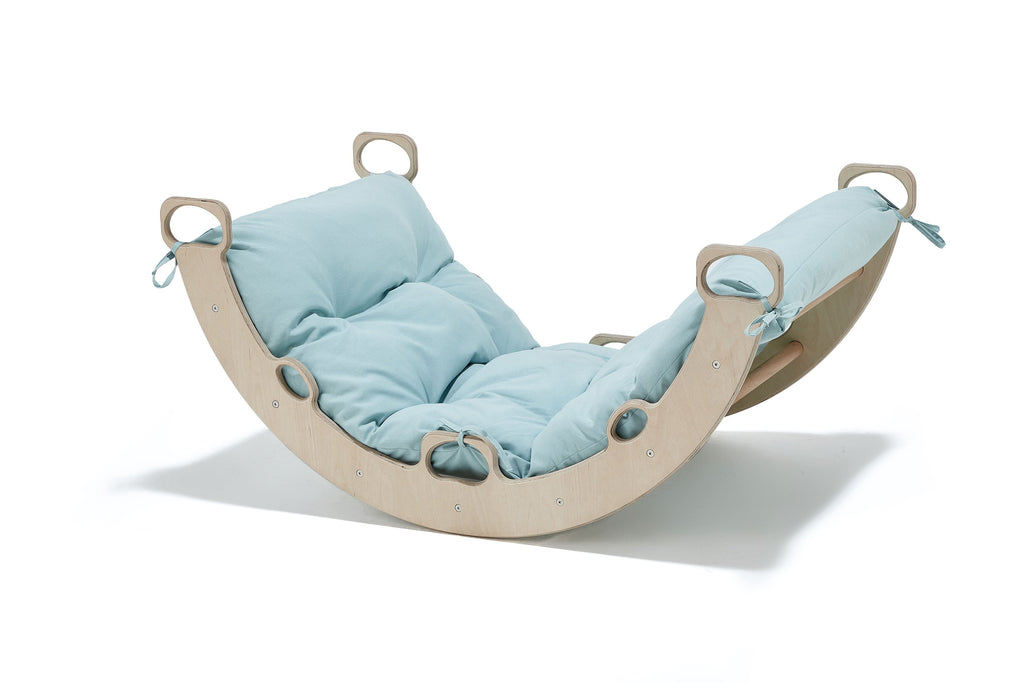 Arch Rocker Swing with Mint Green Color Pillow, Wooden Rocker Montessori Toys for Kids - Etsy source listing image