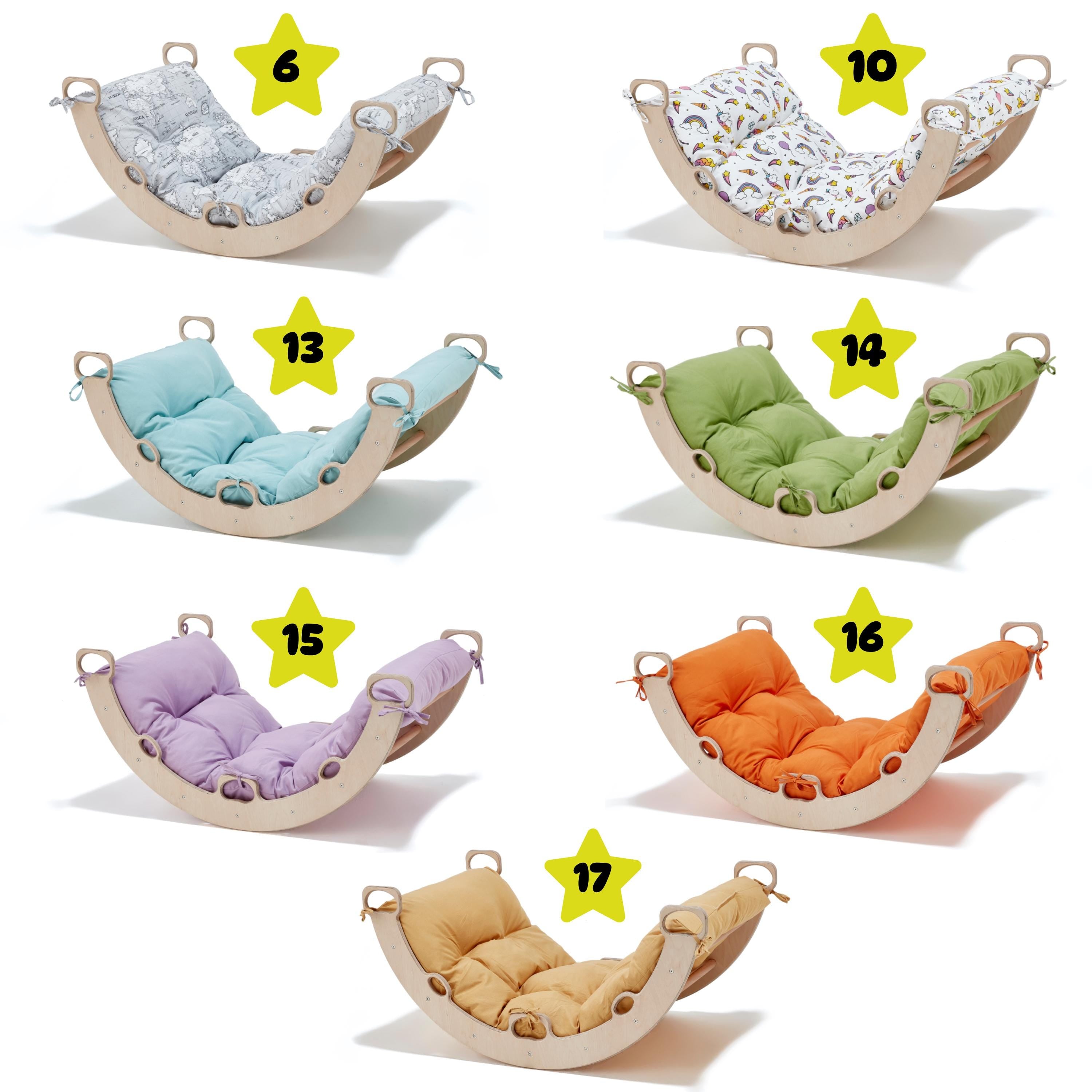Kids Climber Arch Purple Cushion, Wooden Rocker Montessori Toys for Toddler - Etsy source listing image