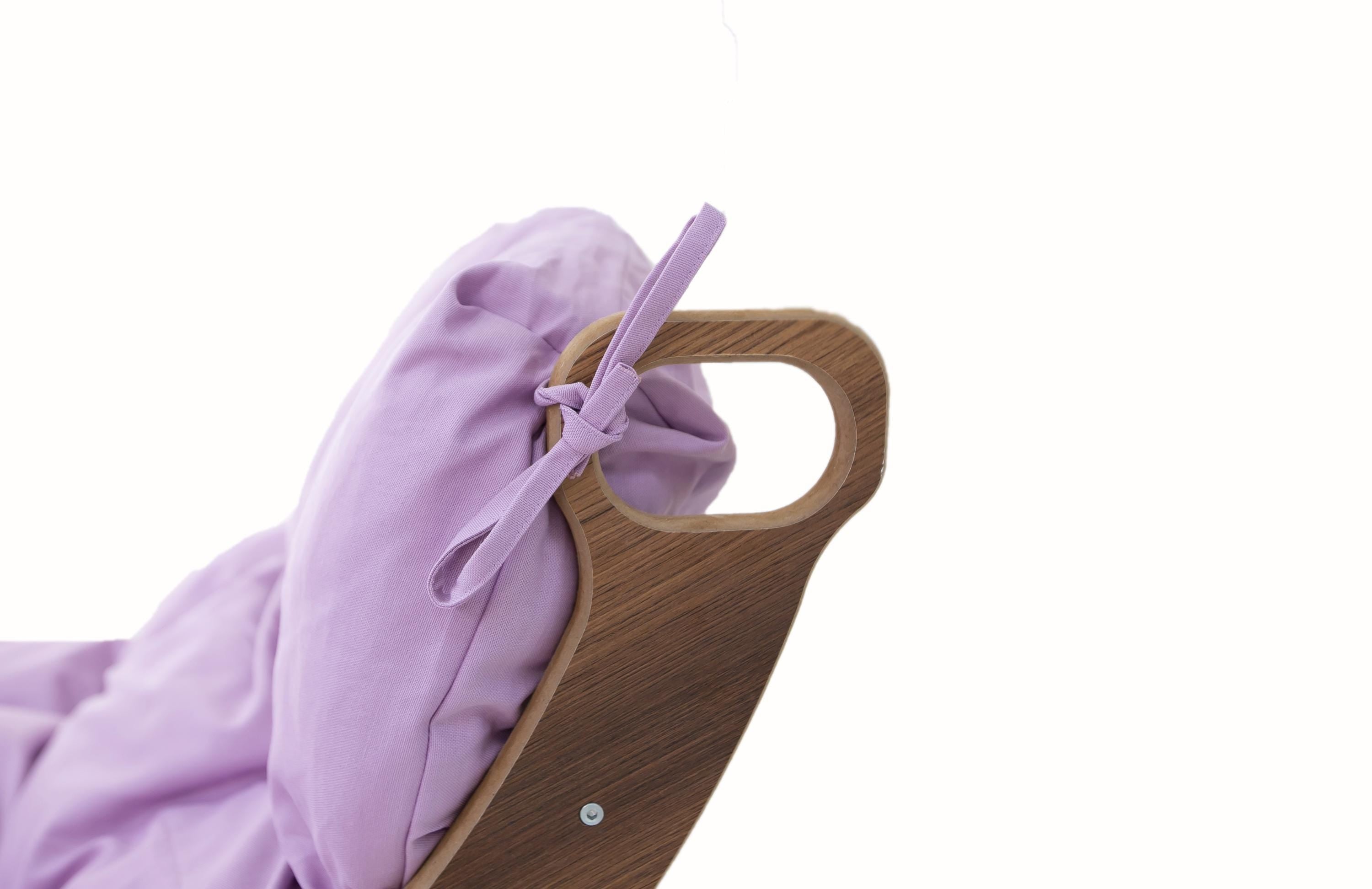 Wooden Rocker with Purple Pillow: Montessori Arch Rocker Swing - Etsy source listing image
