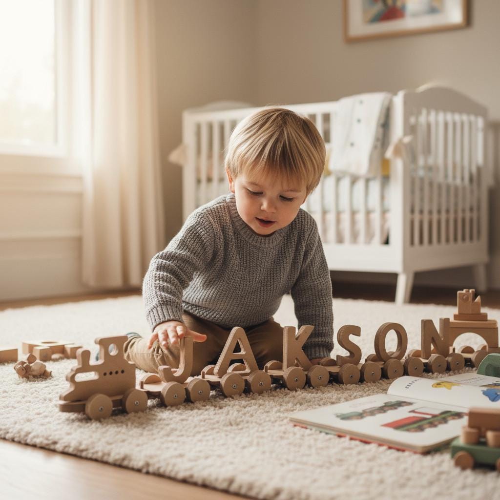 Handmade Wooden Train Toy: Personalized Montessori Gift - Etsy source listing image