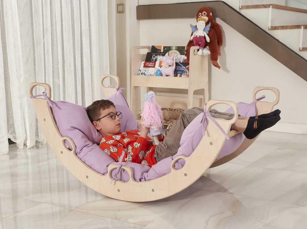 Kids Climber Arch Purple Cushion, Wooden Rocker Montessori Toys for Toddler - Etsy source listing image