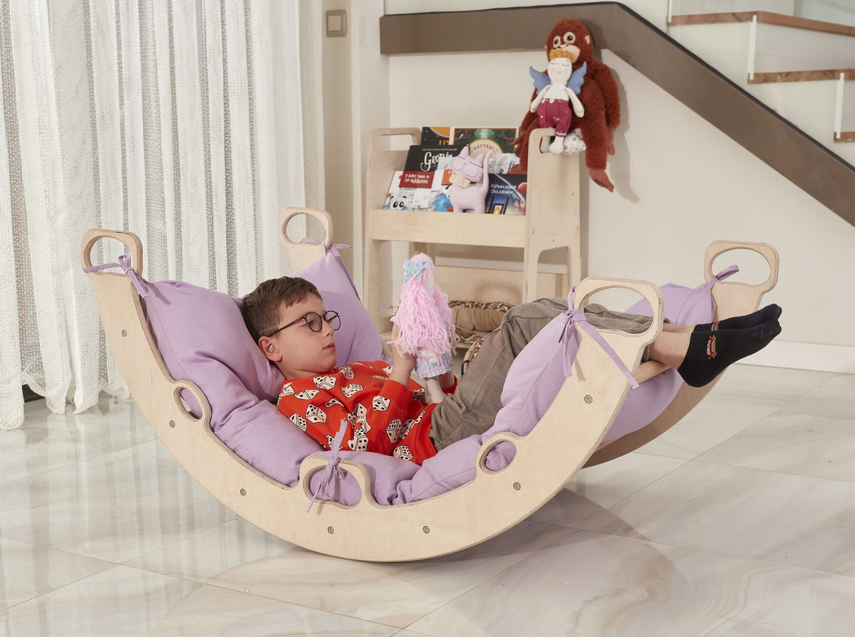 Kids Climber Arch Purple Cushion, Wooden Rocker Montessori Toys for Toddler - Etsy source listing image