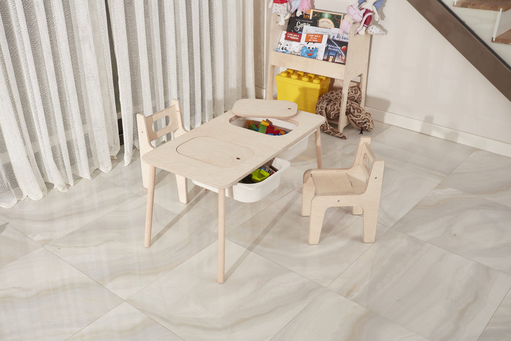 Birch Plywood Sensory Table with Chair: Montessori Kids Play Table - Etsy source listing image