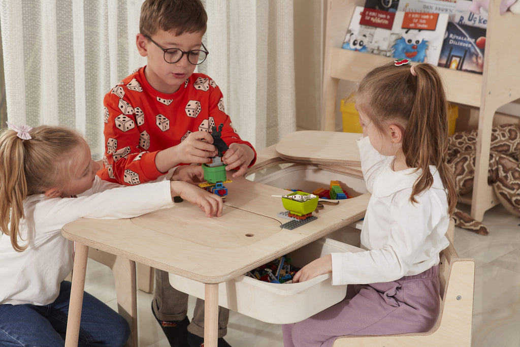 Birch Plywood Sensory Table with Chair: Montessori Kids Play Table - Etsy source listing image