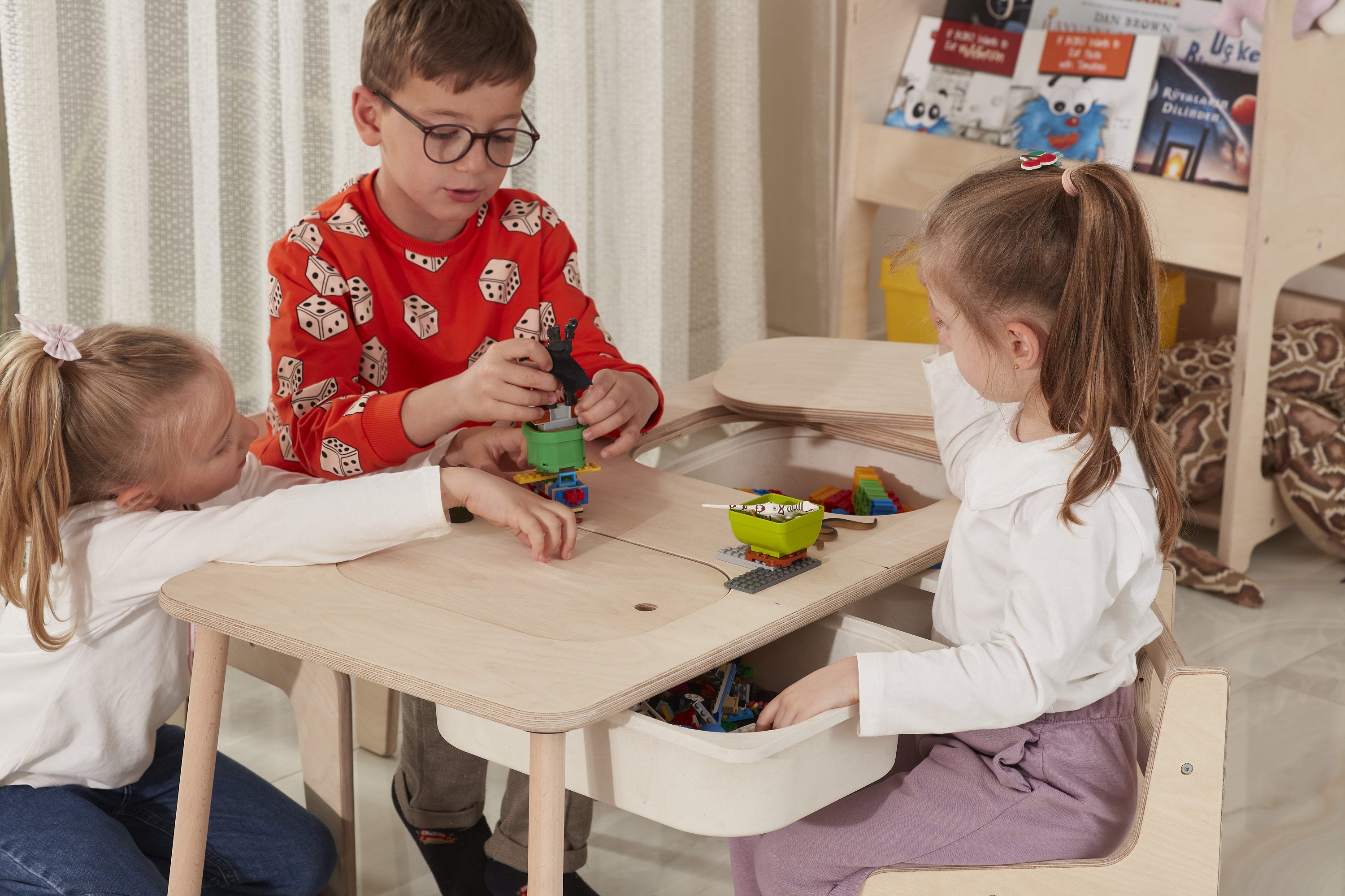 Birch Plywood Sensory Table with Chair: Montessori Kids Play Table - Etsy source listing image