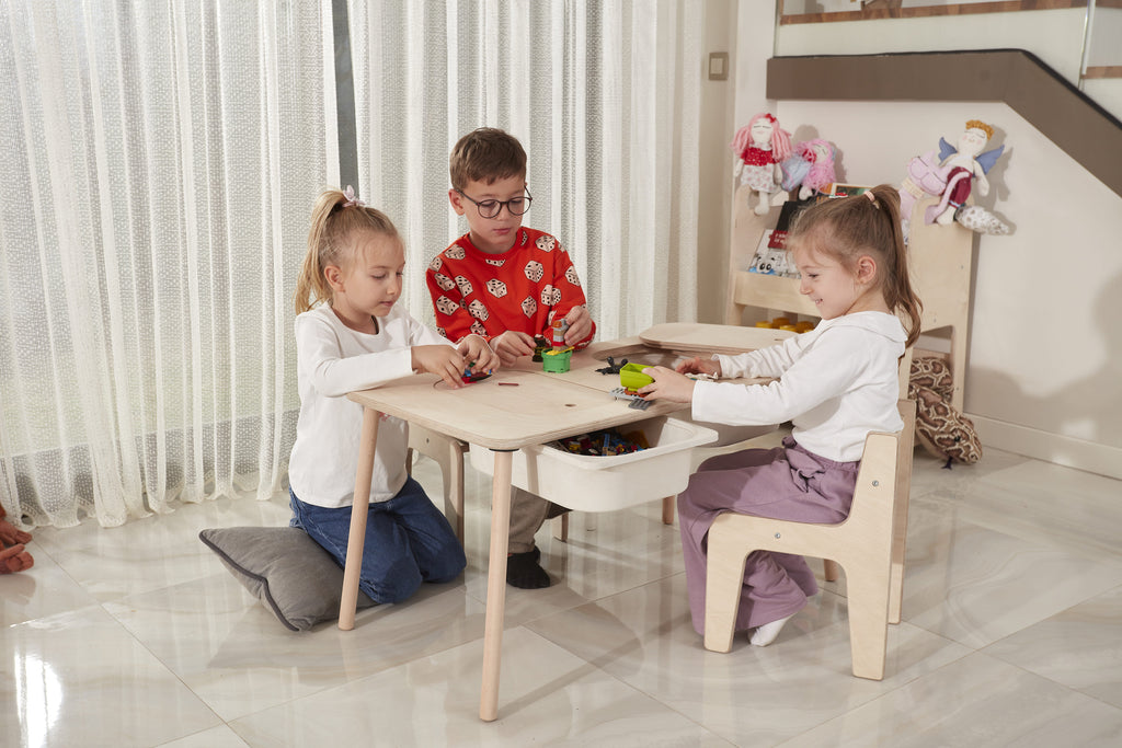 Birch Plywood Sensory Table with Chair: Montessori Kids Play Table - Etsy source listing image