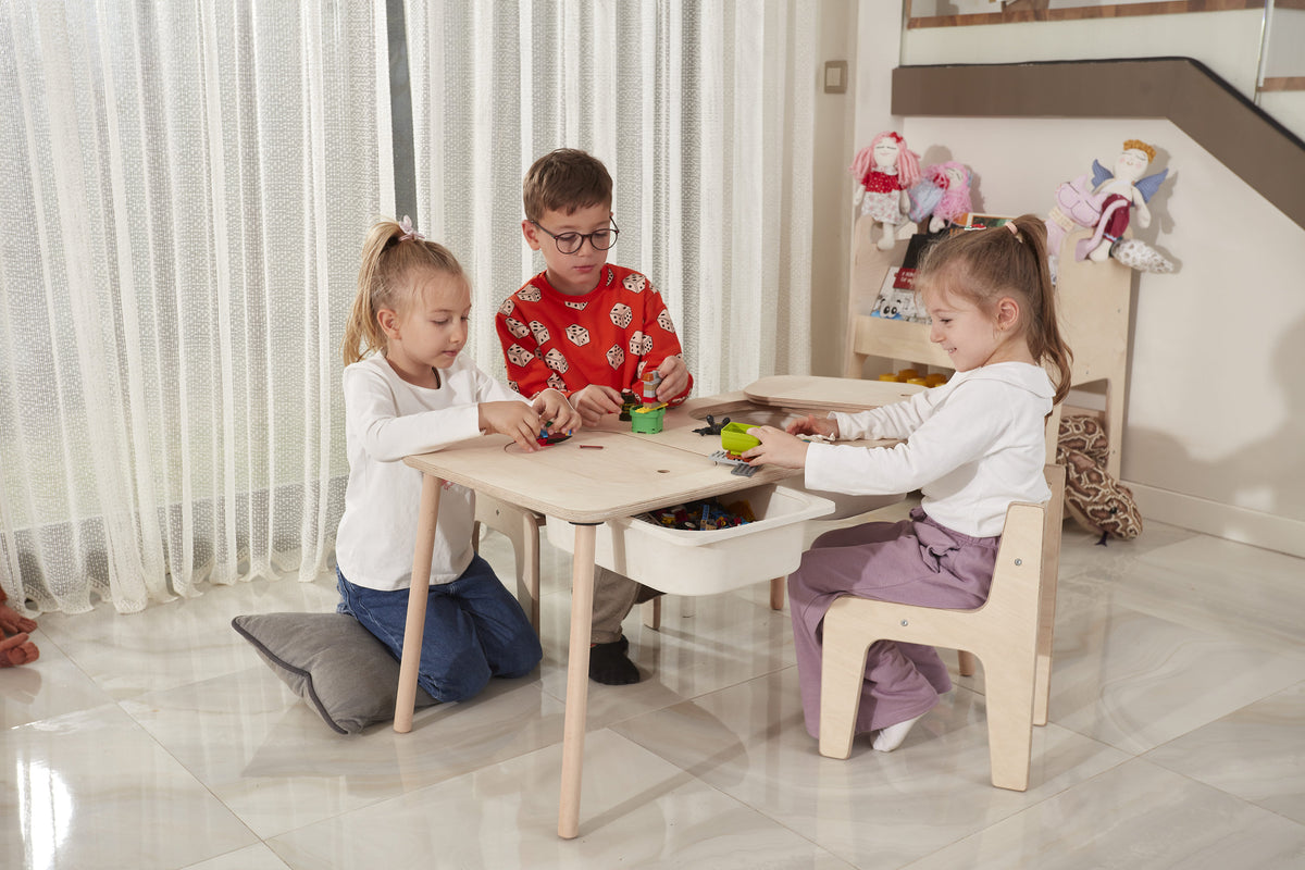Birch Plywood Sensory Table with Chair: Montessori Kids Play Table - Etsy source listing image